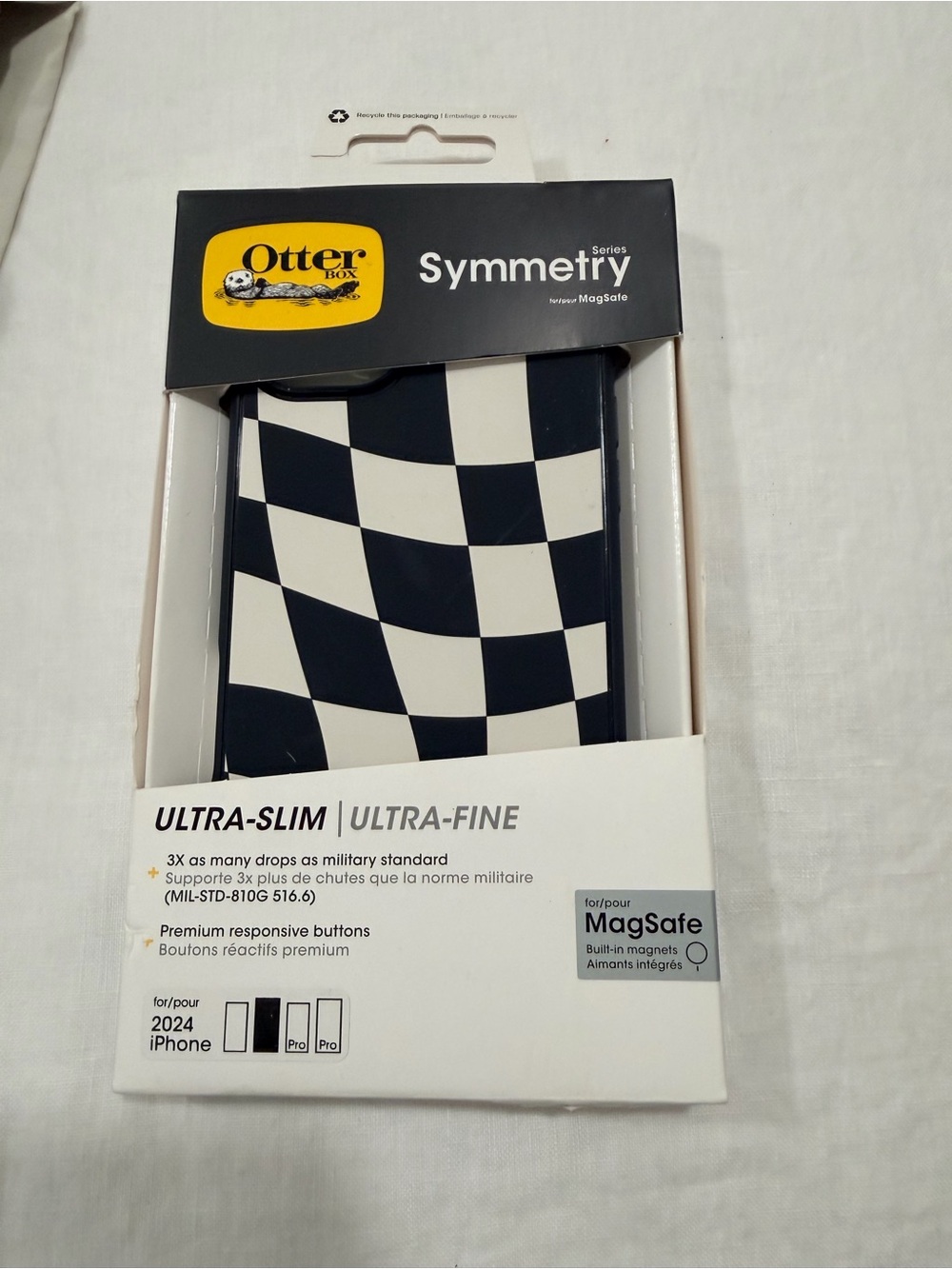 OtterBox iPhone 16 White and Black Packaging for iPhone Accessory